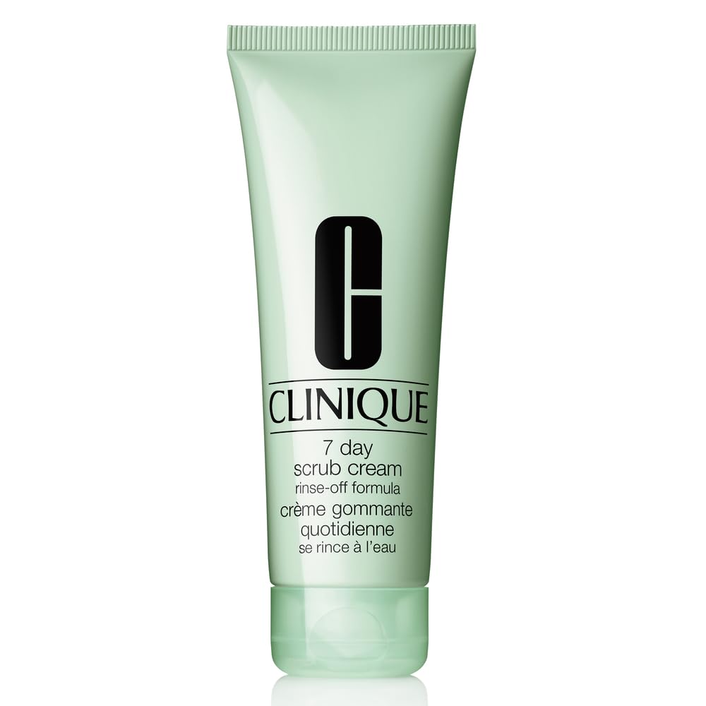 Clinique front packaging showing exfoliator bottle and brand clarity for daily use