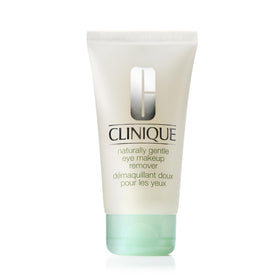 Clinique front packaging of eye makeup remover showing label and bottle benefit