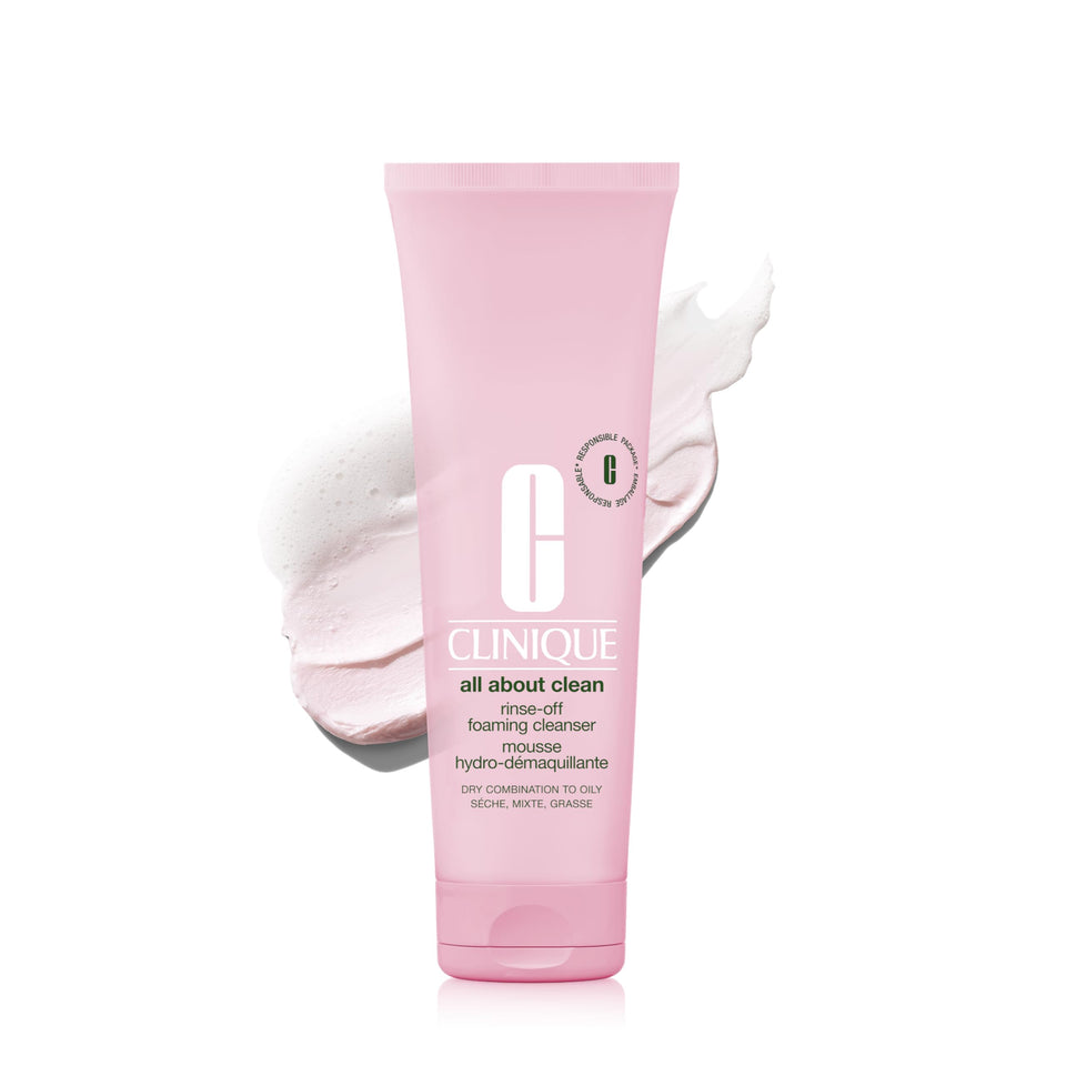 Clinique front packaging showing cleanser and clear label benefit
