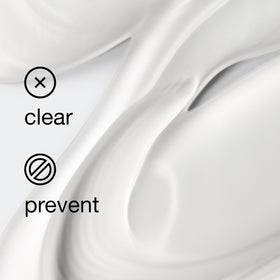 Clinique illustrative before and after diagram showing reduced blemish size