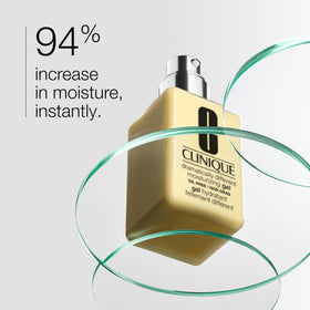 Clinique gel pump dispensing a drop demonstrating controlled, hygienic application