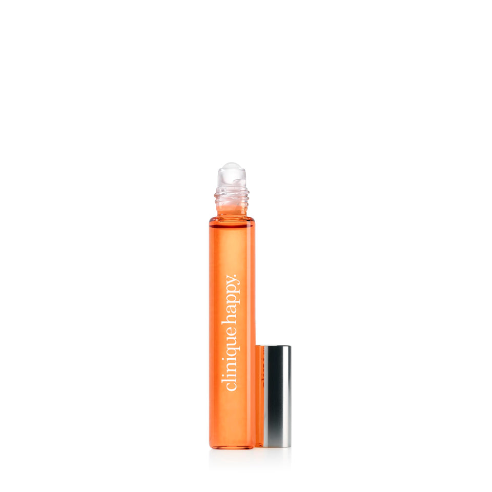 Clinique Happy front packaging showing compact travel bottle and branding for easy portability