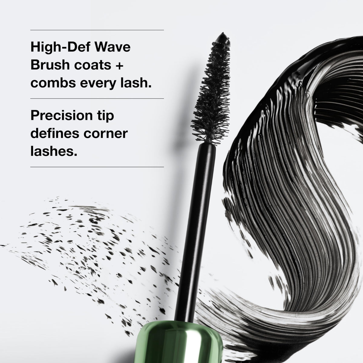 Clinique texture swatch showing smooth gel formula for non‑clumping finish