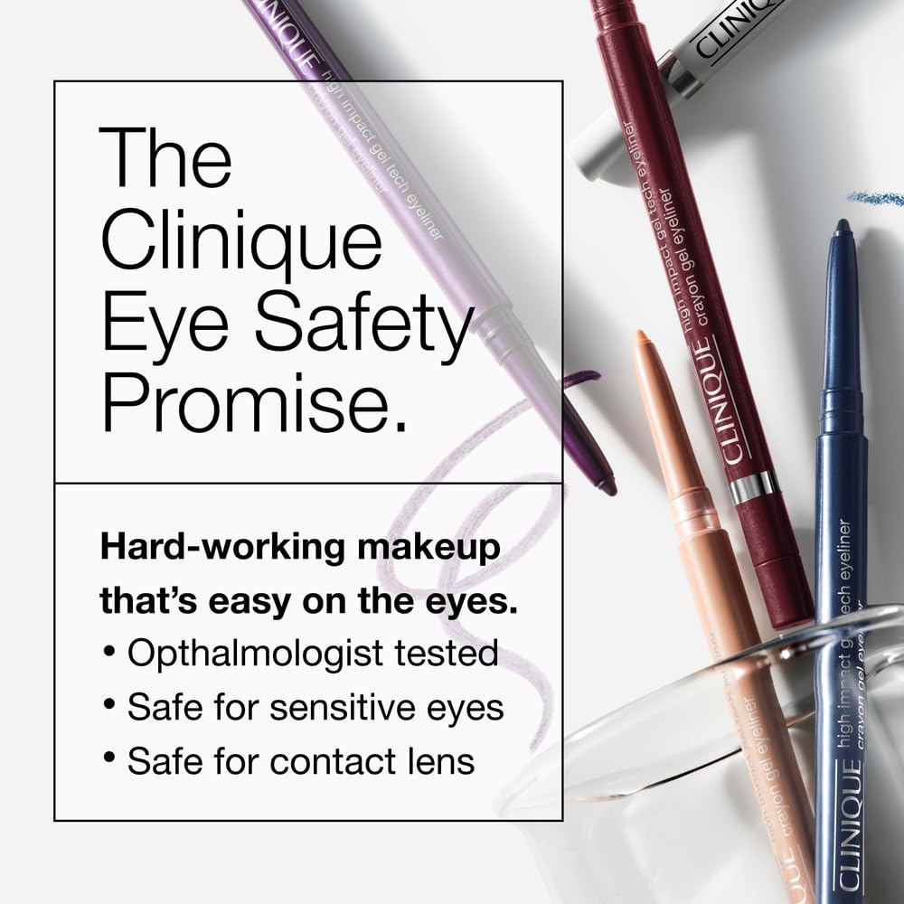 Clinique pencil applied to waterline showing safe, long-lasting definition