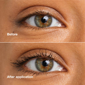 Clinique mascara swiped on lashes showing buildable volume and length
