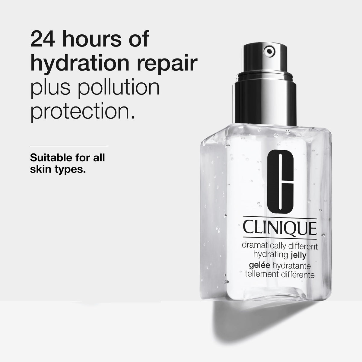 Clinique hydrating jelly open jar gel texture highlighting quick absorption benefit