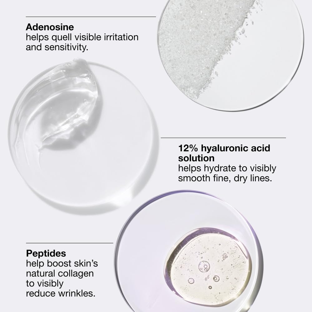 Clinique ingredients label close-up showing peptides and hyaluronic benefit