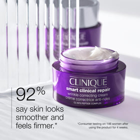 Clinique jar open revealing smooth cream texture, illustrating hydration and easy application