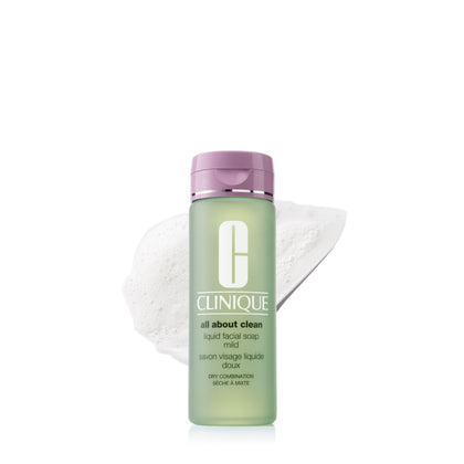 Clinique bottle front packaging showing brand and Mild cleanser benefits