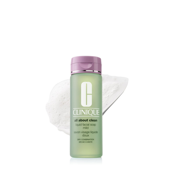 Clinique bottle front packaging showing brand and Mild cleanser benefits