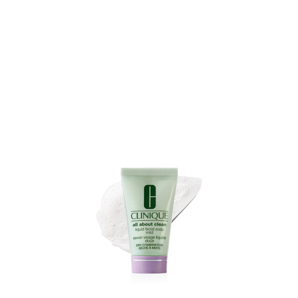 Clinique mini bottle front packaging showing Mild formula, easy travel use