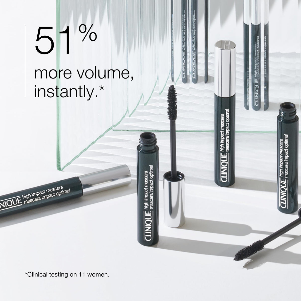 Clinique wand with rich black formula demonstrating smooth, clump-resistant texture