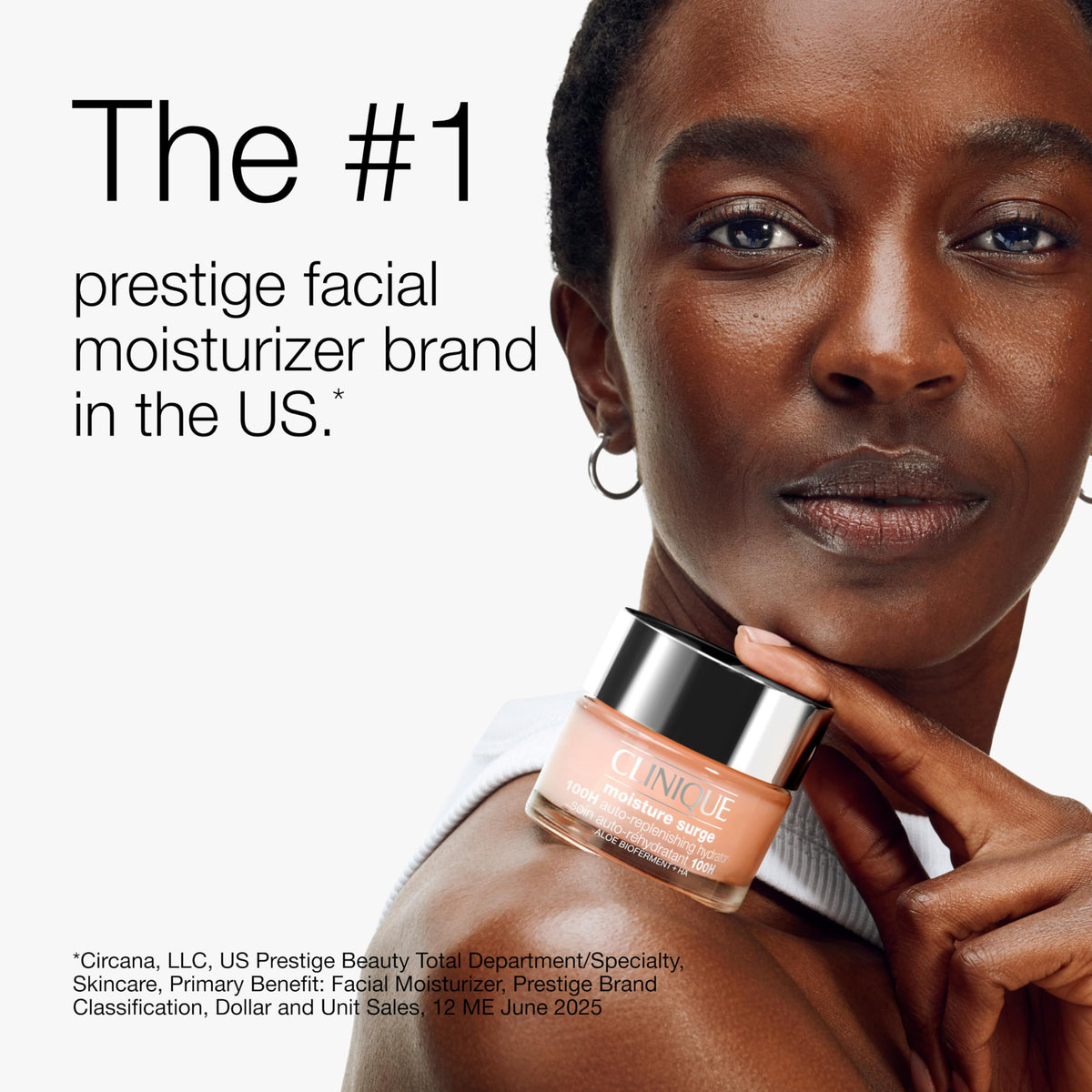 Side-by-side skin before and after using Clinique Moisture Surge showing improved hydration look