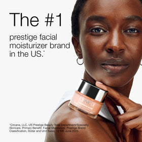 Side-by-side skin before and after using Clinique Moisture Surge showing improved hydration look