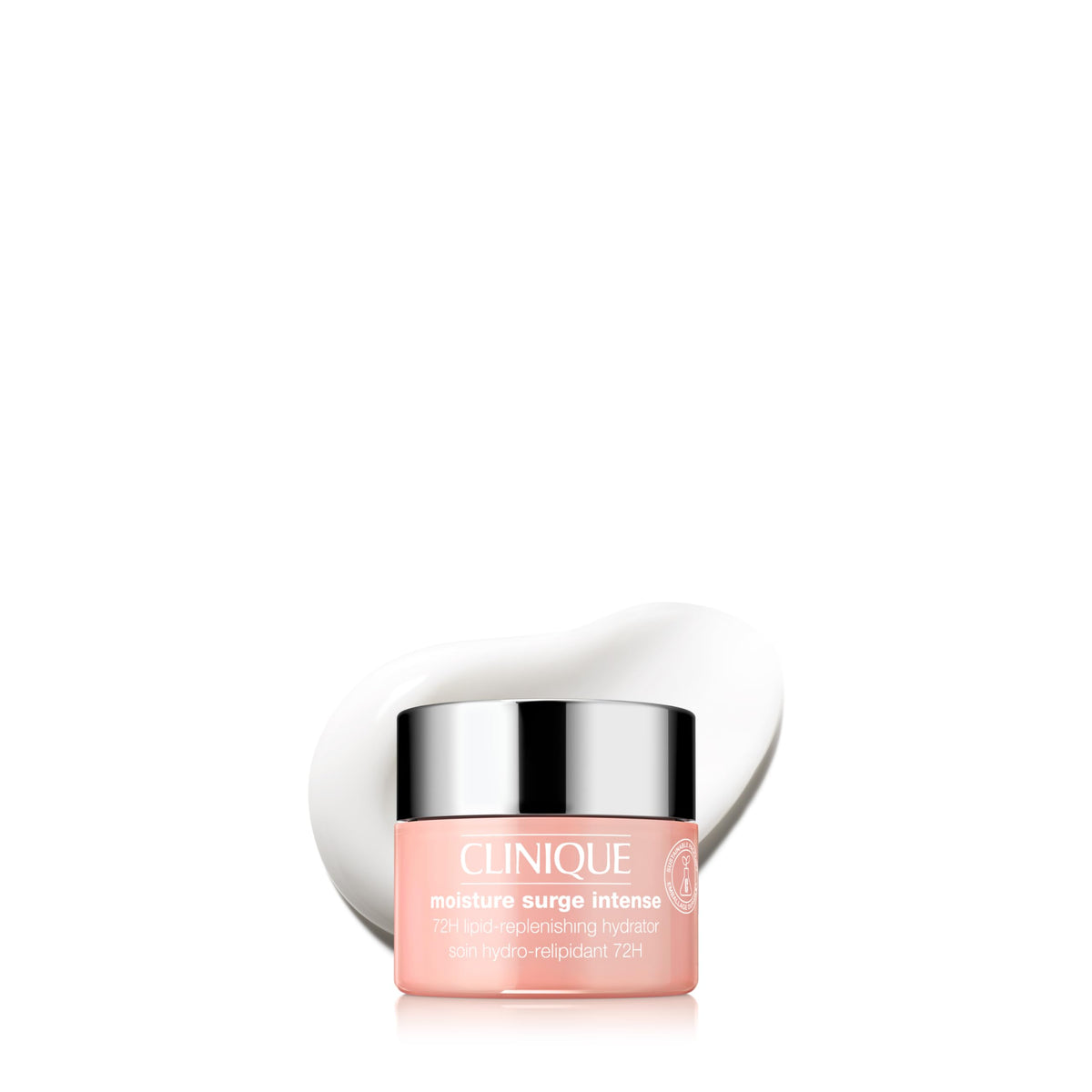 Clinique Moisture Surge front jar showing compact travel packaging and hydration benefit