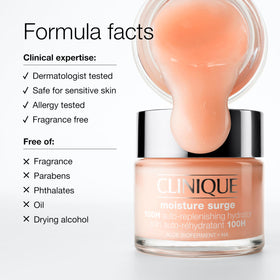 Clinique ingredient label close-up showing aloe bioferment and hyaluronic acid