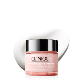 Clinique jar front view showing Moisture Surge Intense and hydration benefits