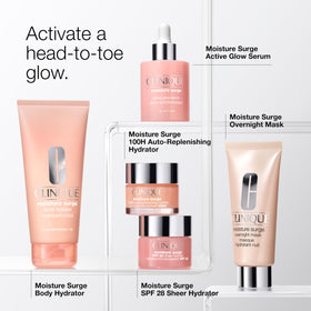 Lifestyle on bathroom counter showing Clinique daily morning routine benefit
