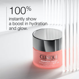 Clinique Moisture Surge open jar texture showing cloud-like cream for lightweight hydration