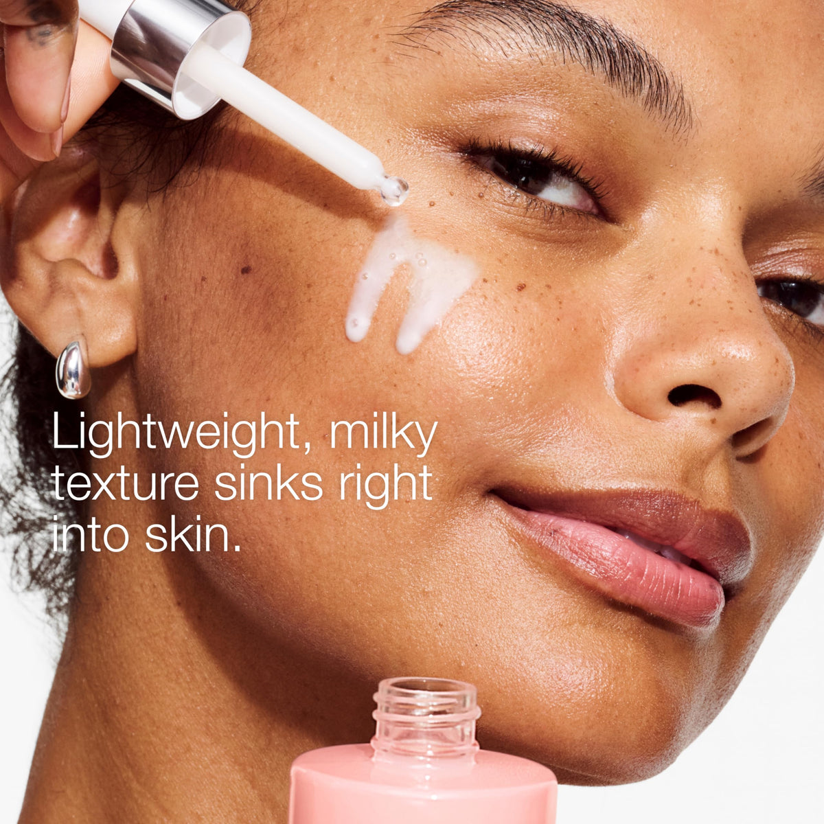 Clinique serum paired with moisturizer and makeup to show layering benefit