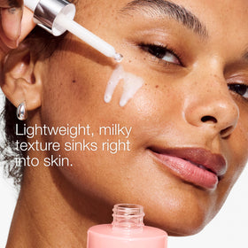 Clinique serum paired with moisturizer and makeup to show layering benefit