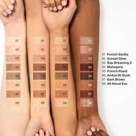 Clinique close-up of Nude Honey pans highlighting silky, blendable powder texture