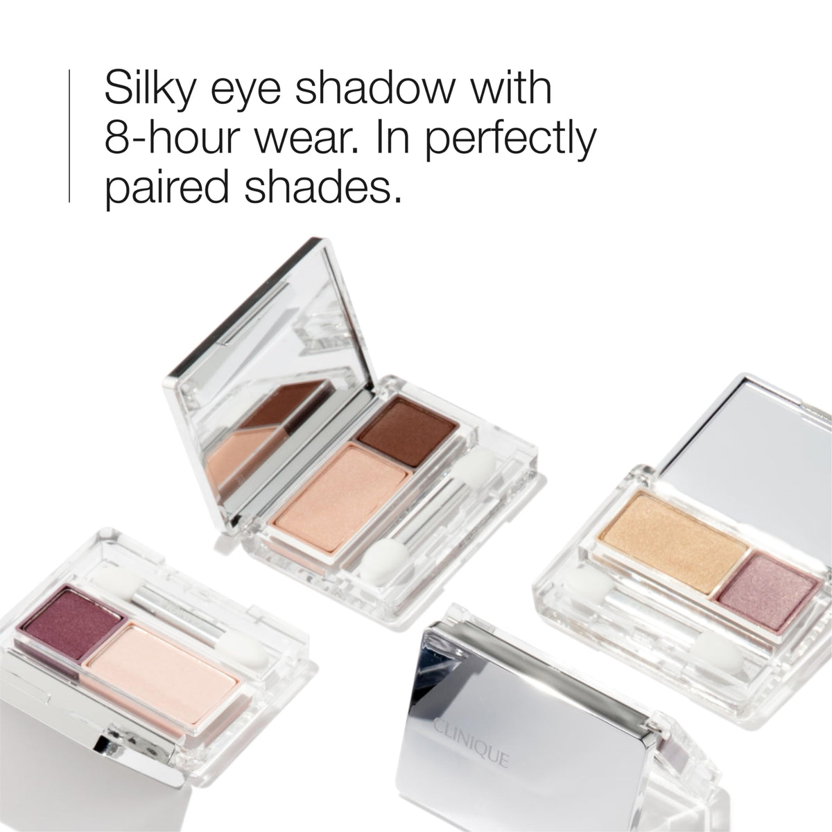 Clinique open duo with mirror showing both Ivory Bisque and Bronze Satin for quick touchups