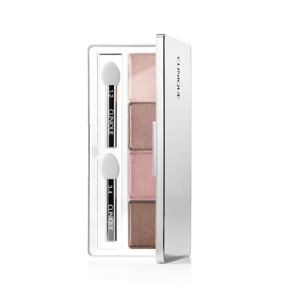Clinique compact front view showing Pink Chocolate palette and case — easy travel use