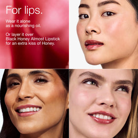 Clinique Pop Lip + Cheek oil texture swipe showing blendable sheen