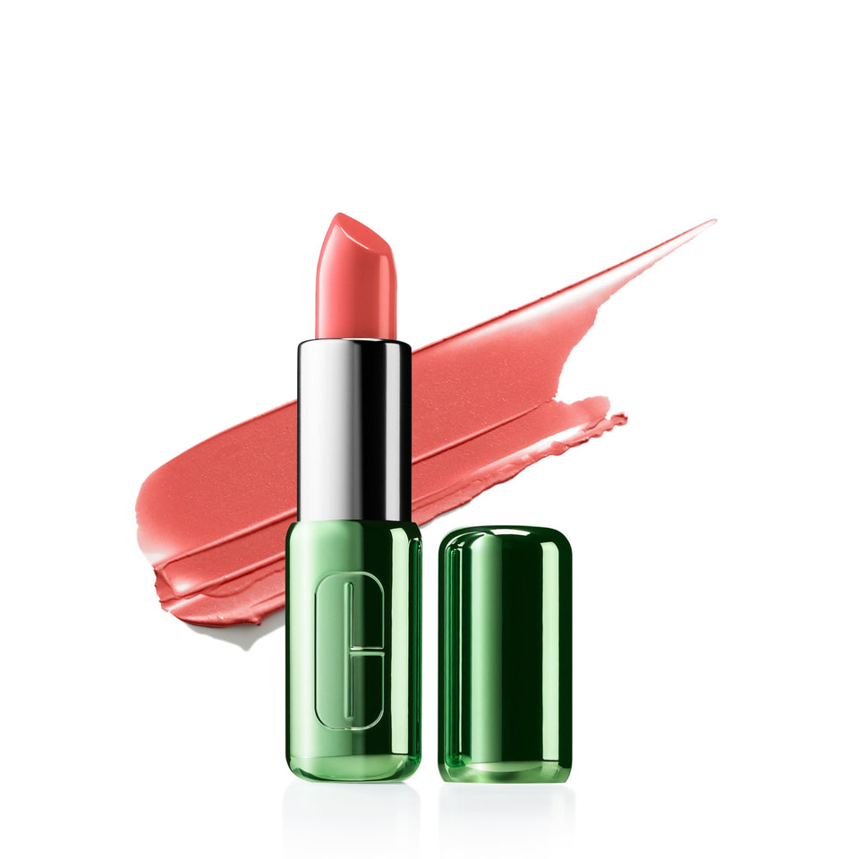 Clinique Pop lipstick front packaging showing shade and finish benefits