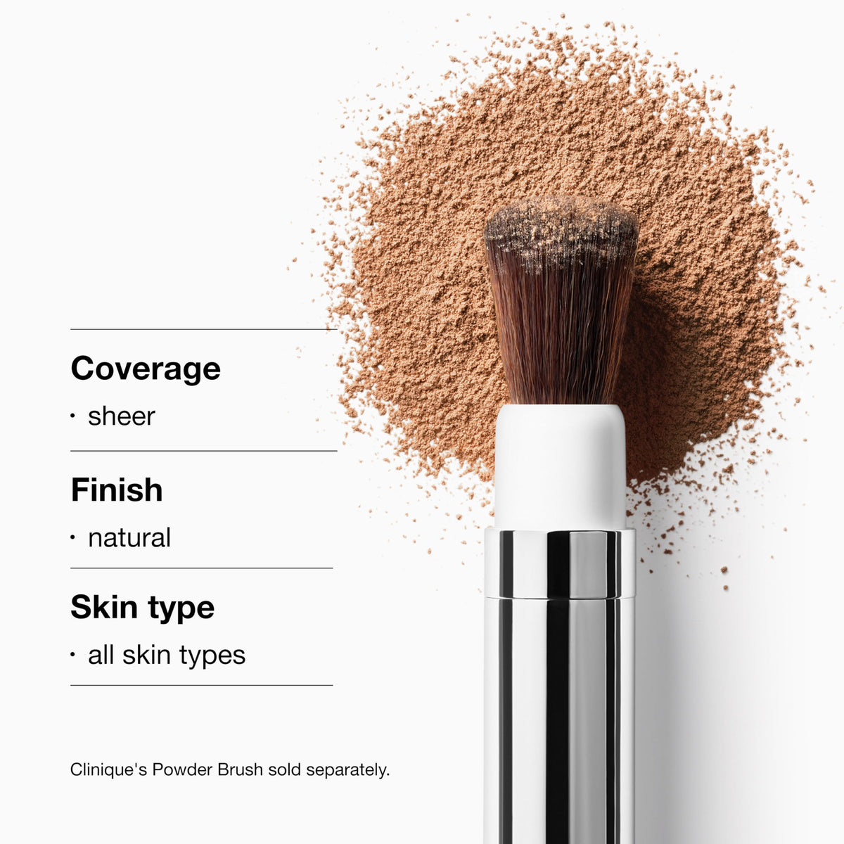 Clinique powder on model skin showing blurred pores and natural-looking radiance
