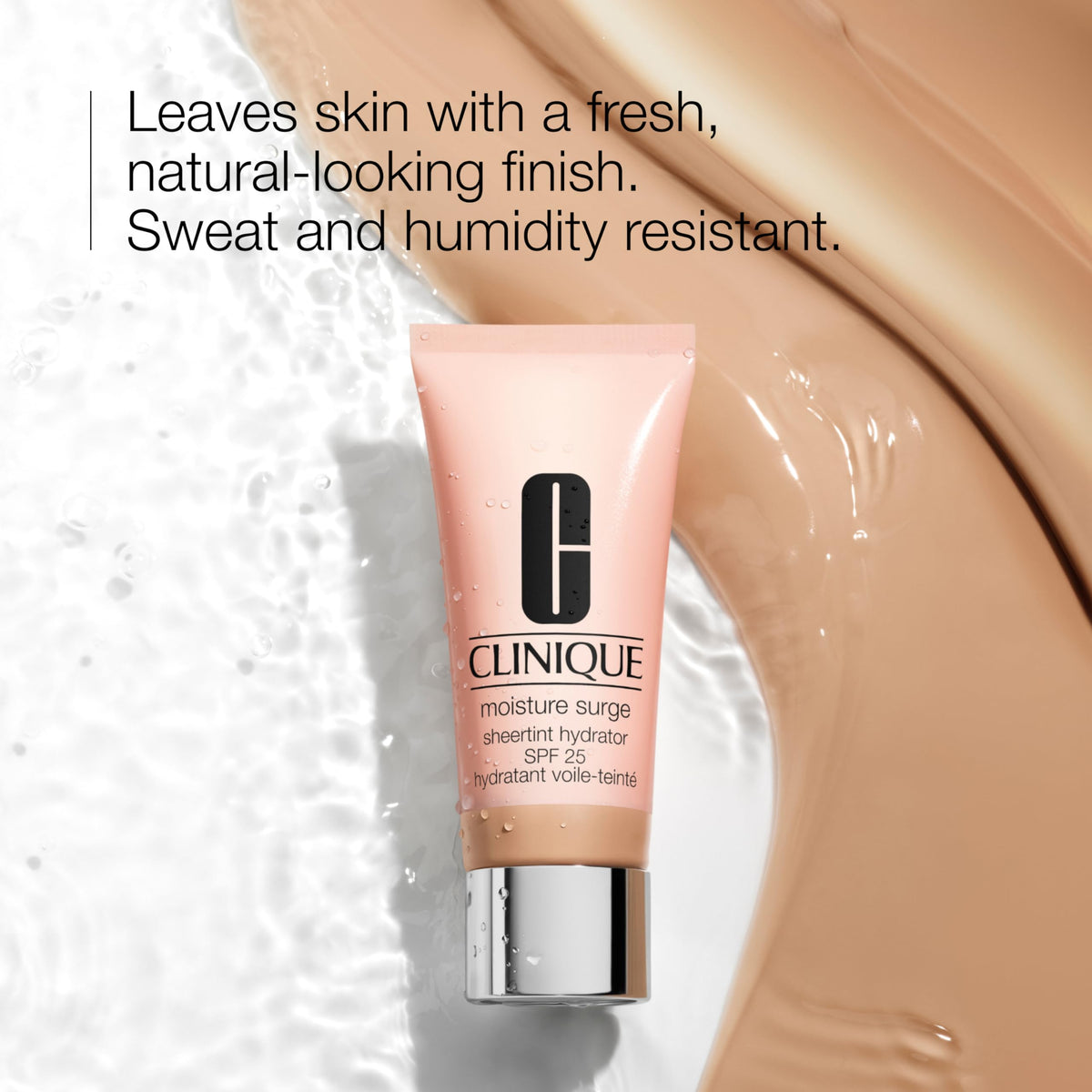 Clinique pump dispenser action illustrating easy, mess-free application benefit