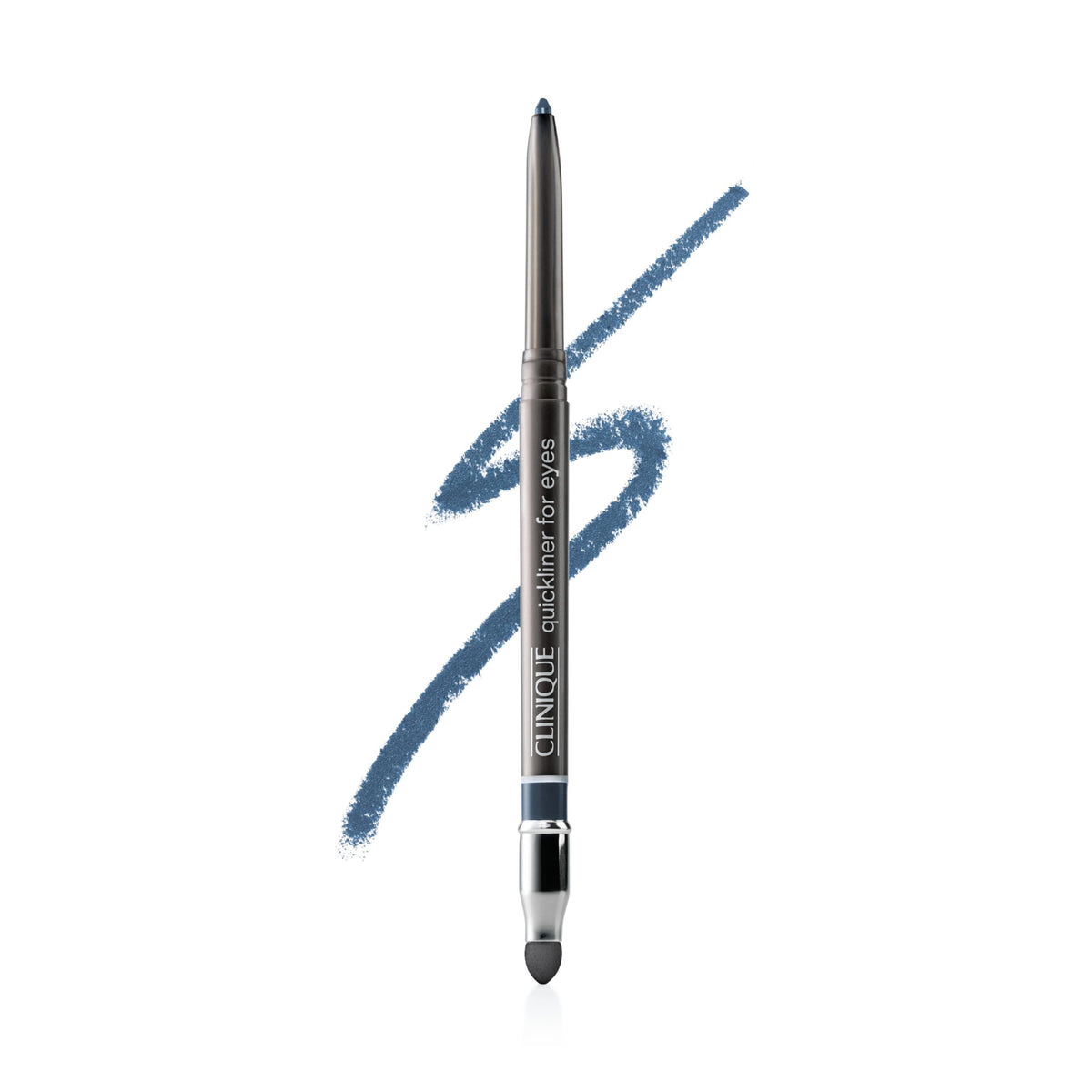 Clinique Quickliner front view showing twist-up tip and Blue Grey shade benefit long-lasting definition