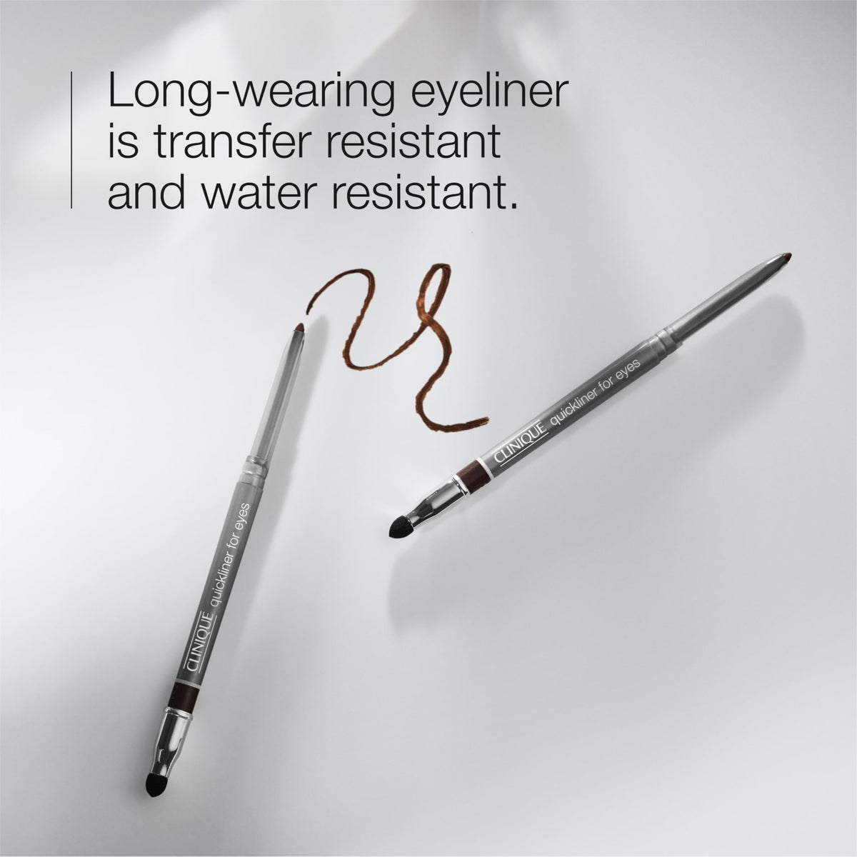 Clinique Quickliner twist-up detail illustrating no-sharpen mechanism and convenience