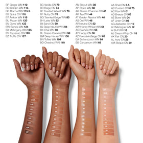 Clinique shade swatches on arm showing matching range benefit
