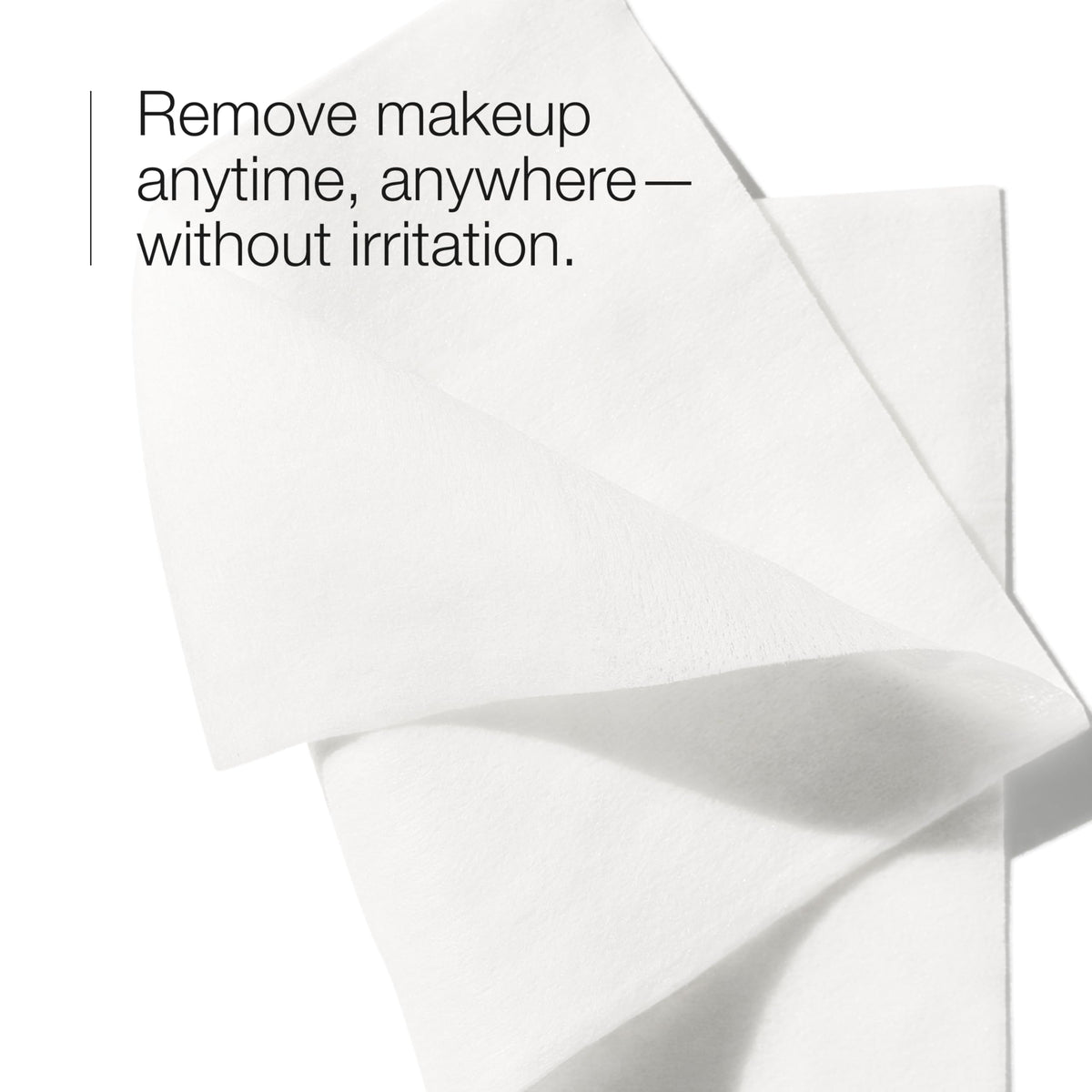 Clinique wipe held in hand showing convenient size and portability
