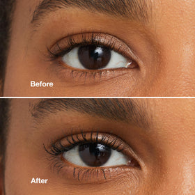 Clinique size comparison next to full-size mascara highlighting convenient travel-friendly mini