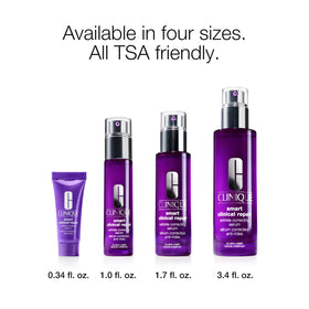 Clinique bottle beside ruler indicating 1.7 fl oz size for accurate scale comparison