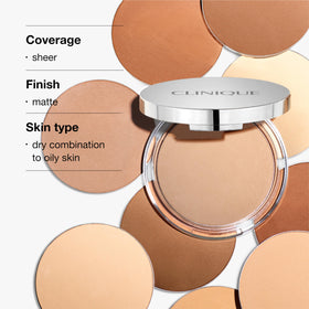 Clinique powder texture close-up highlighting fine, oil-absorbing finish