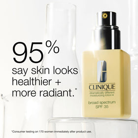 Clinique texture close-up of lotion demonstrating lightweight, fast absorption