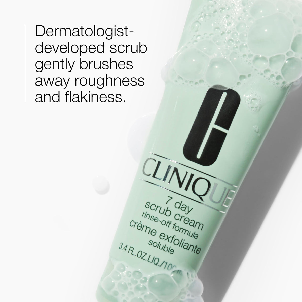 Clinique gentle exfoliator cream texture close-up showing smooth silica polish