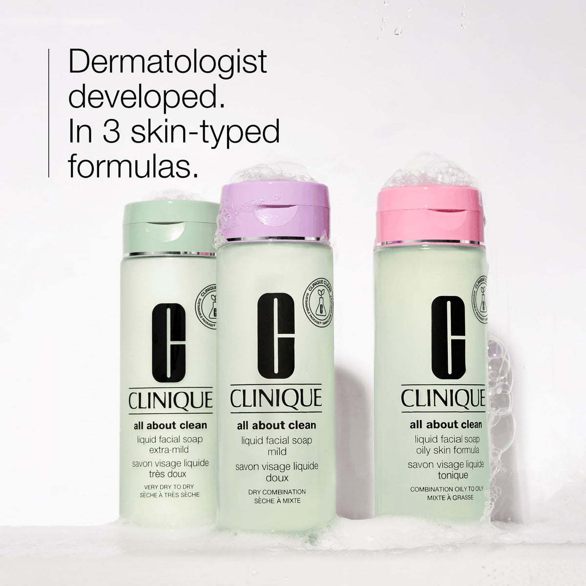 Clinique three-step system setup displaying cohesive skincare benefits