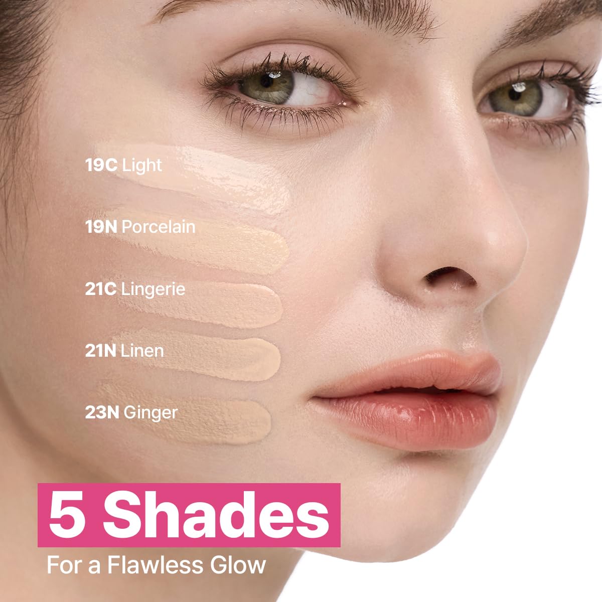 CLIO PROFESSIONAL cushion swatches on wrist demonstrating coverage and shade match