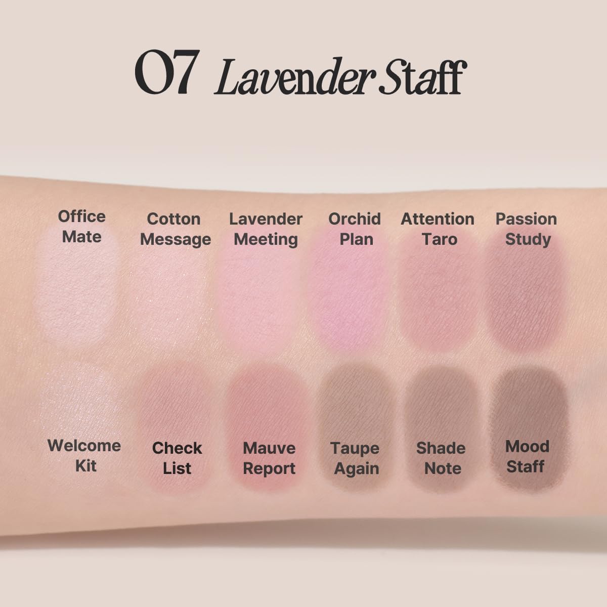 CLIO PROFESSIONAL multiple lid swatches showing color payoff and buildable mauve-neutral looks