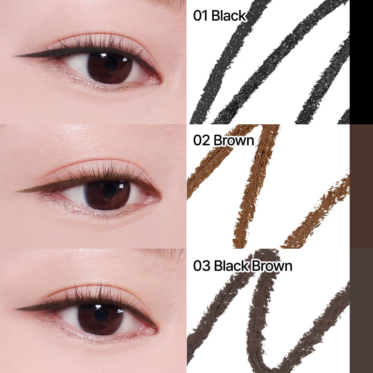 CLIO PROFESSIONAL liner applied to eye demonstrating thin defined lash-line enhancement