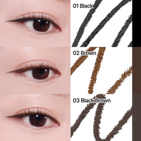 CLIO PROFESSIONAL liner applied to eye demonstrating thin defined lash-line enhancement
