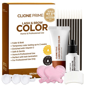 CLIONE PRIME front packaging showing kit and brown shade benefit: easy salon results