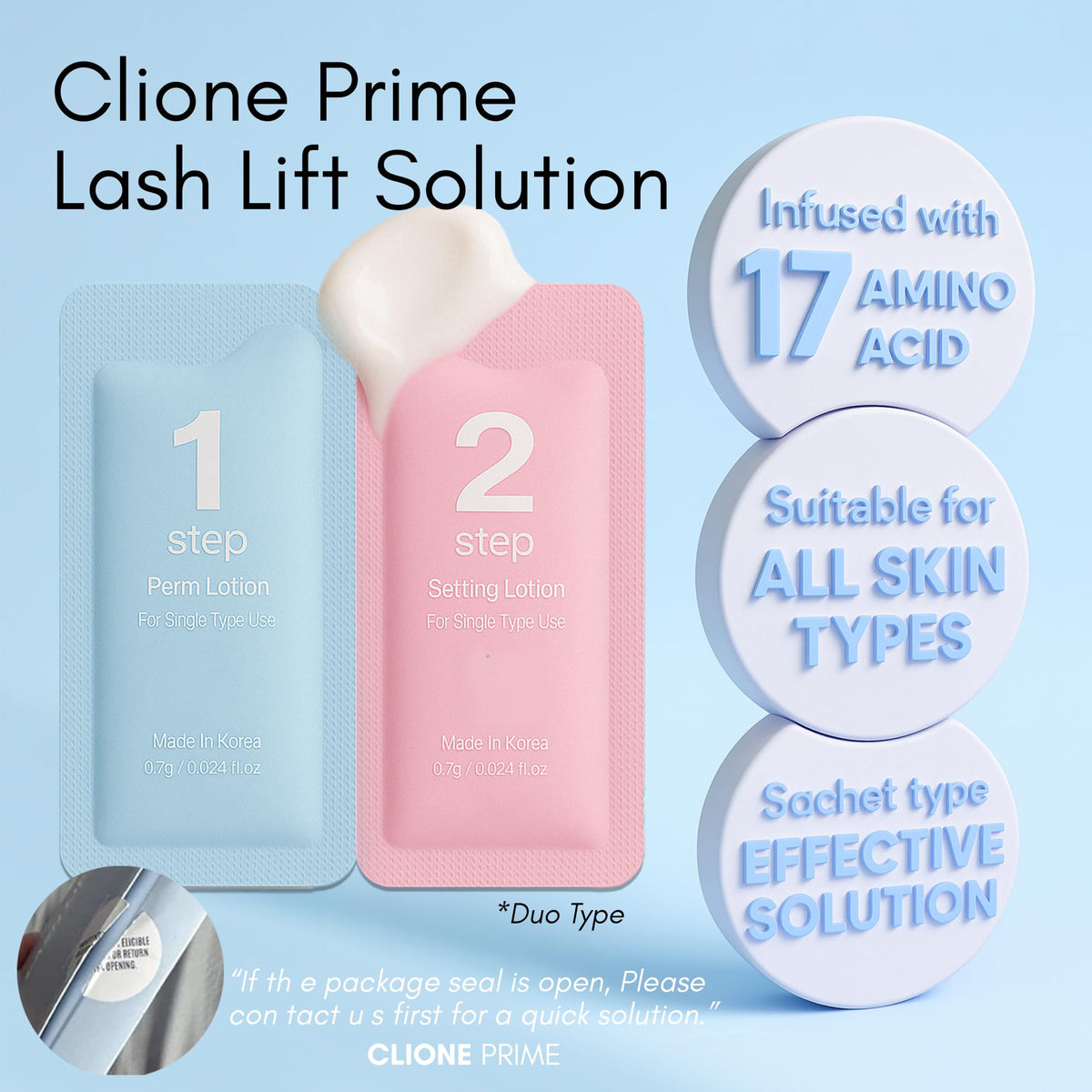 CLIONE PRIME lashes before and after lift demonstrating visible curl and enhanced definition