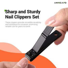 Nail Clippers with Glass Nail File ergonomic handle grip for comfortable control