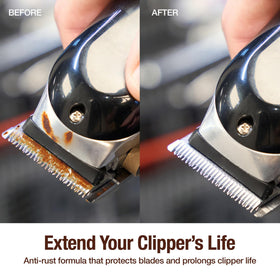 Clippercide next to ruler showing 354 ml bottle scale for accurate sizing and storage planning
